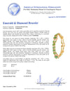 8.64 carats 42 Colombian Emeralds and 1.11 cts Diamonds Brace let 14K Yellow Gold  Special Edition