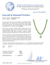 39.89 carats 98 Colombian Emeralds and 0.90 carats Diamond Necklace on 14K Yellow gold