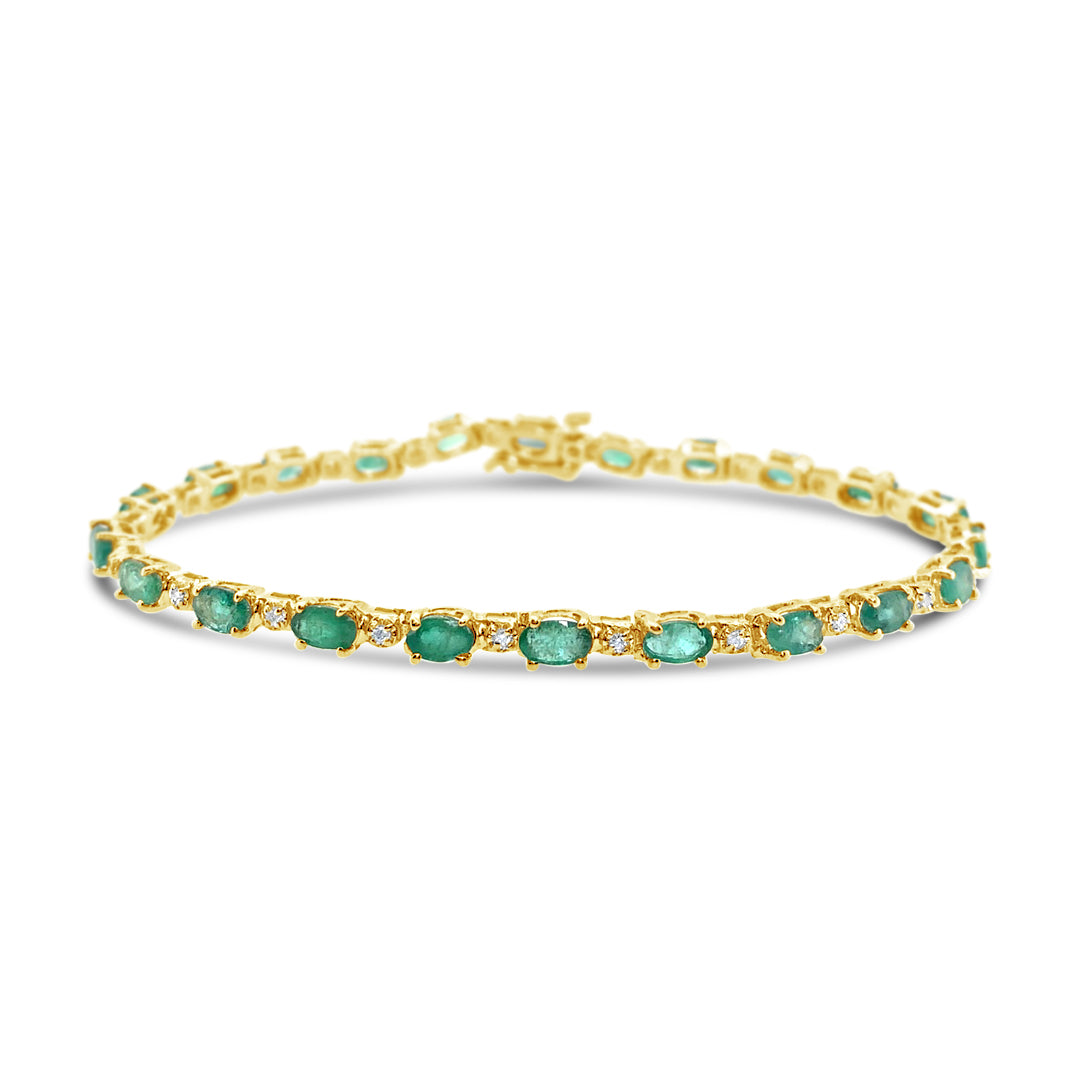 6.22 Carats Emeralds and Diamonds Tennis Bracelet