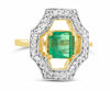 4.86 grams 14K yellow gold Emerald &amp; Diamond ring