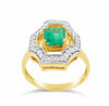 4.86 grams 14K yellow gold Emerald &amp; Diamond ring