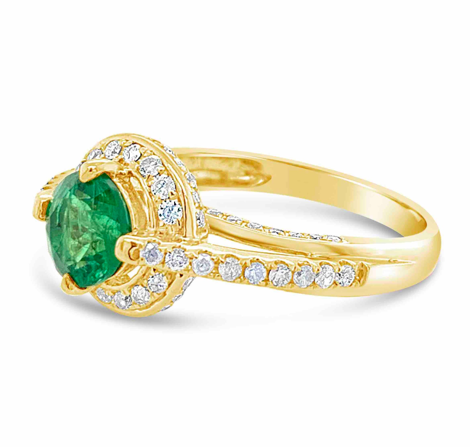 1.14 ct Emerald and 0.64 ctw Diamond 14K Yellow Gold Ring