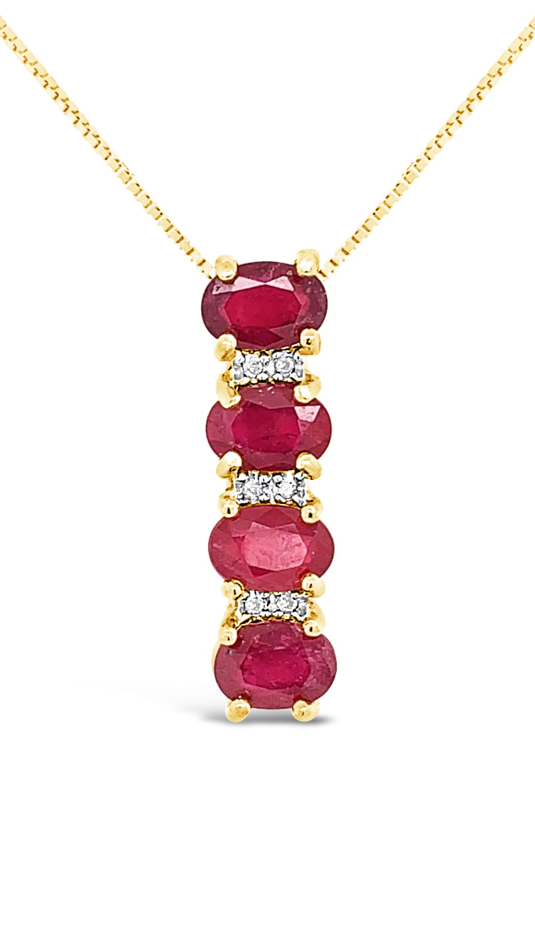 1 CTW Ruby Designer Necklace on Solid Sterling Silver and 14 K Gold Plated