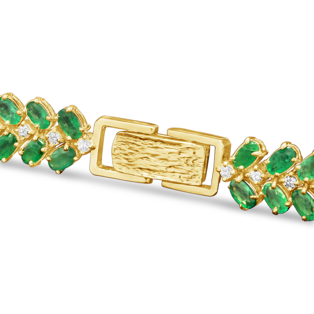 40 cttw Colombian Emeralds and 5.00 cttw Diamond 14K Yellow Gold Necklace