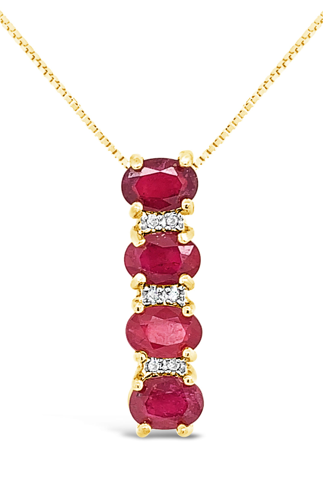 Rubies Diamonds Necklace Sterling Silver