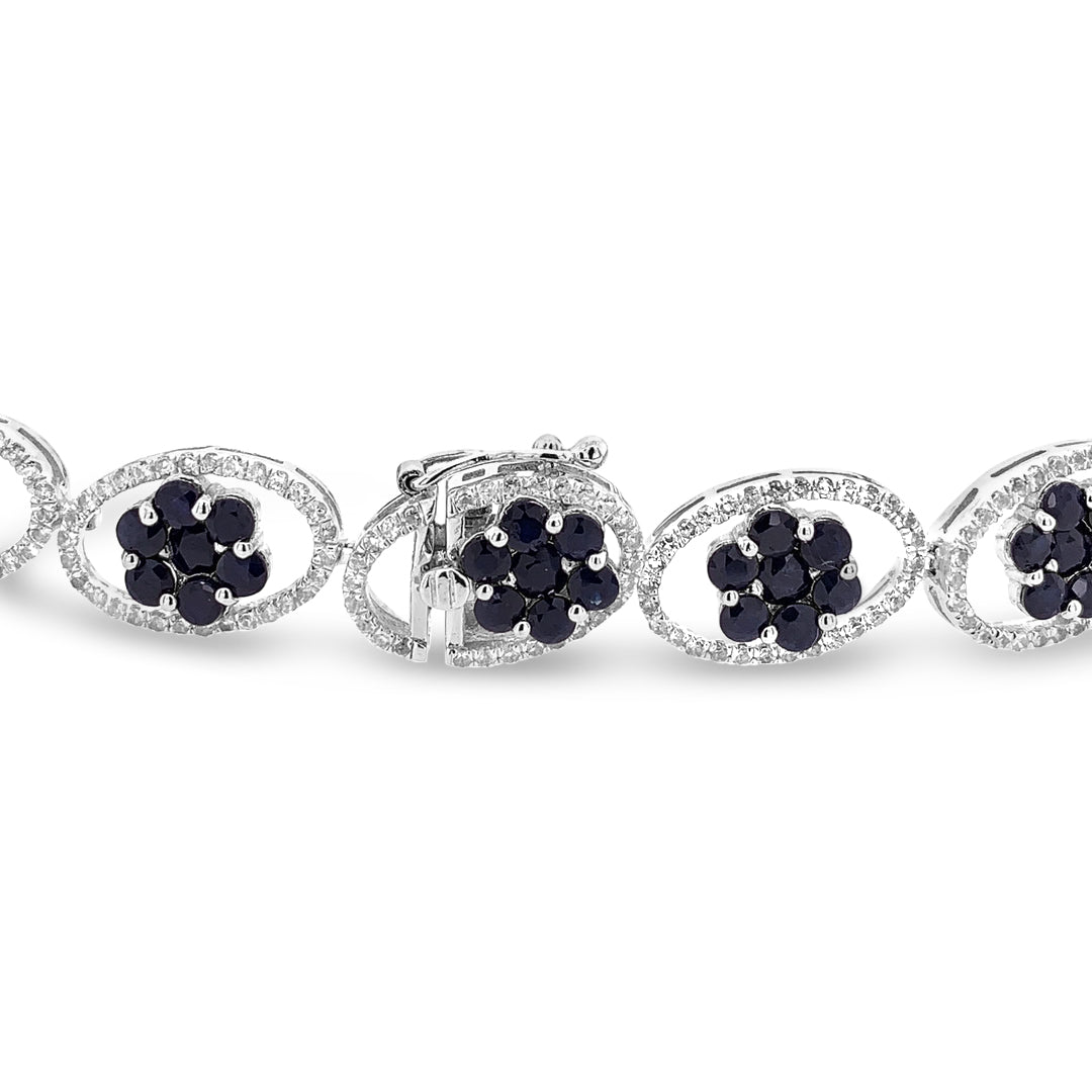 8.97ctw Blue Sapphire and 2.80ctw White Topaz Bracelet by Oriane