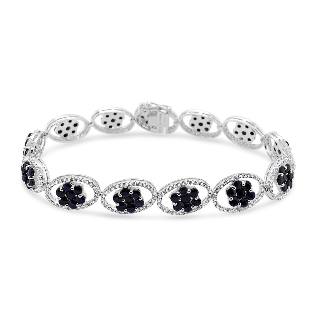 8.97ctw Blue Sapphire and 2.80ctw White Topaz Bracelet by Oriane