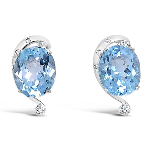 Lolo & Co Designer Topaz Earrings & Diamonds Platinum Plated Sterling Silver