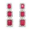 14.93ctw  6 Natural Rubies and 1.98ctw Diamond 14KT Yellow Gold Earrings 10.30 gm