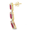 14.93ctw  6 Natural Rubies and 1.98ctw Diamond 14KT Yellow Gold Earrings 10.30 gm