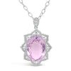 35.35ct Natural Amethyst and 2.43ctw White Sapphire Pendant with Chain 925 Silver 22.71 gm