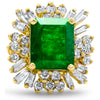 6.95 cts Natural Colombian Emerald 2.25 cts Diamond 14K Yellow Gold Ring 14 gm