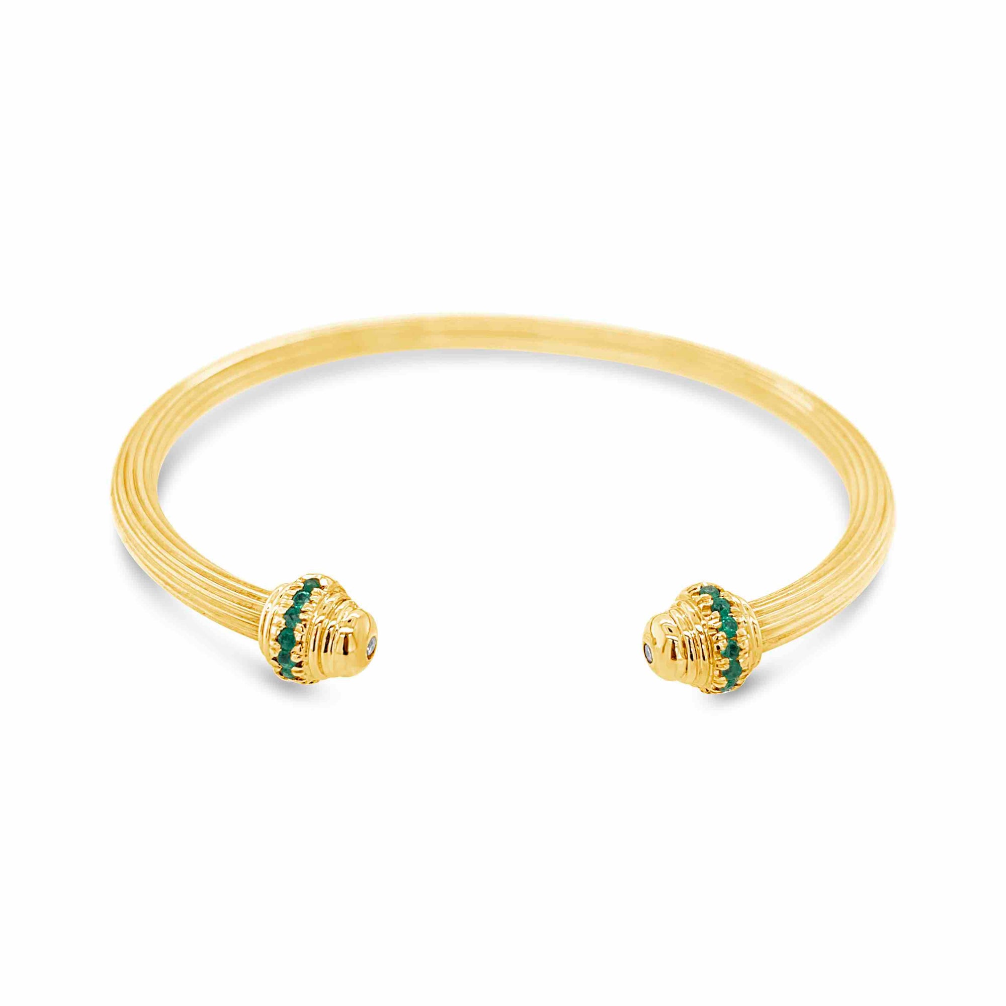 18K Yellow Gold Emerald cuff 12.47 grams