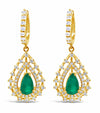 3.20 ctw. Emerald and 1.60 ctw. Diamond 14K Yellow Gold Earrings