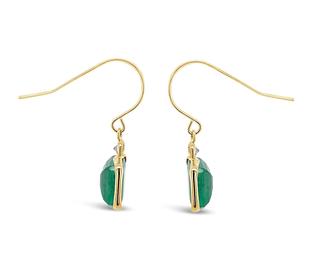 2.58 carat Emerald and Diamond Earrings 14K yellow gold