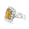6.95ct Natural Yellow Sapphire and 1.50ctw and Diamond 14K White Gold Ring 6.71 gm