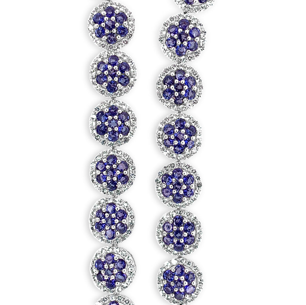 15.03ctw Natural Tanzanite and 7.59ctw Topaz Necklace Platinum 35.03 gm. Plated/Silver Gorgeous