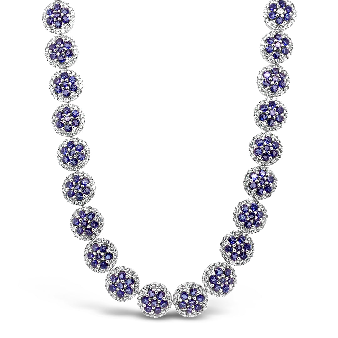 15.03ctw Natural Tanzanite and 7.59ctw Topaz Necklace Platinum 35.03 gm. Plated/Silver Gorgeous