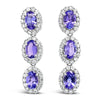 2.36ctw 6 natural Tanzanite and 0.78ctw Diamond 14k white gold earrings 3.96 gm