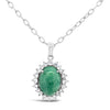 9.87ct. Natural Emerald and 0.98ctw. White Topaz Pendant/Necklace 18 inch Chain 925 Silver 9.65 gm