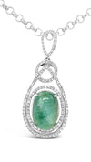 6.85ct Emerald and 0.84ctw Sapphire Pendant 18 Inch chain 925 silver