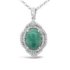 8.81ct Natural Emerald and 1.19ctw 82 White Sapphire Pendant 18 inch Chain 925 Silver 12.60gm