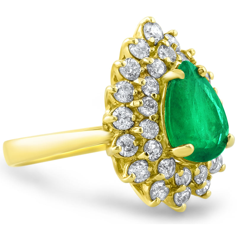 2.95CTS Natural Emerald 0.80cttw Diamond Yellow Gold Ring