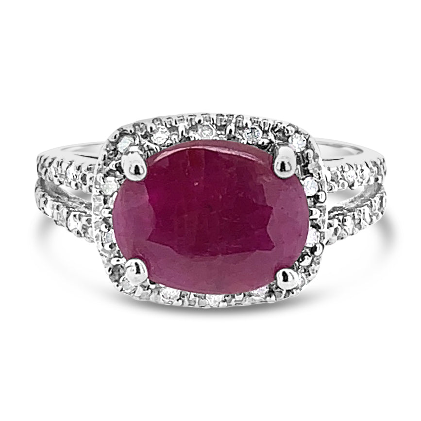 10K White Gold gold and 3.00 CTW Ruby Ring