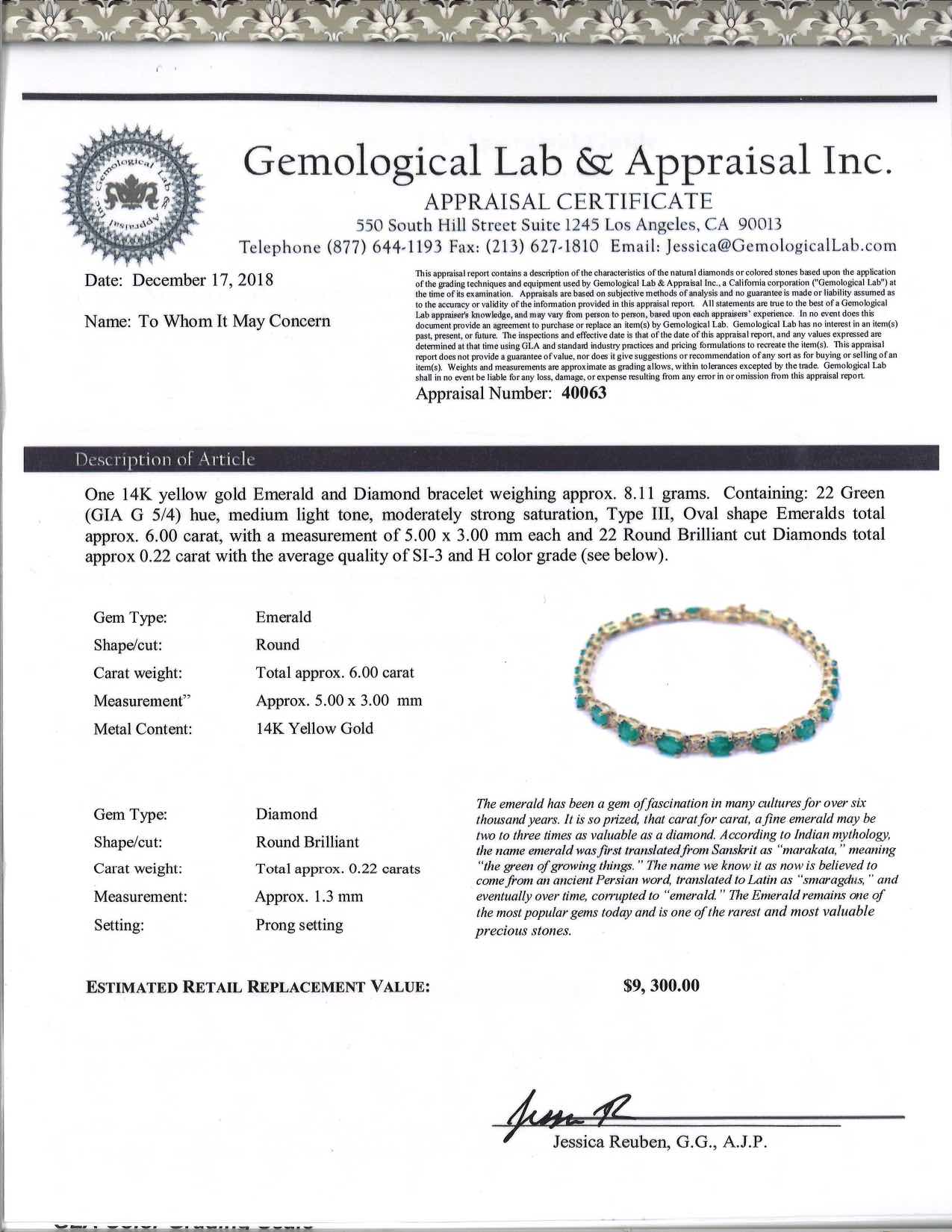 6.22 Carats Emeralds and Diamonds Tennis Bracelet