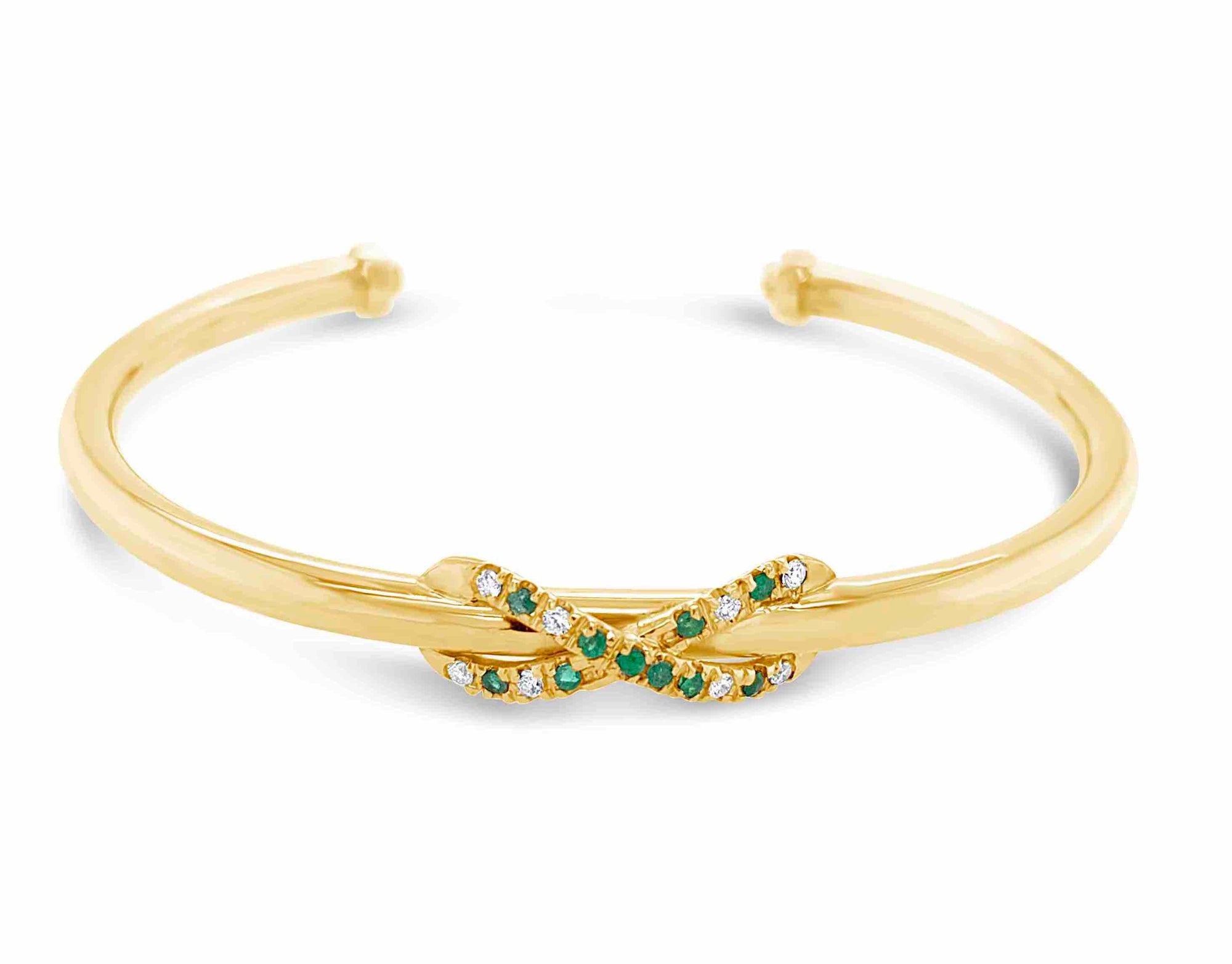 18K Yellow Gold Emerald and Diamond Bracelet 9.26 grams