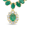 39.89 carats 98 Colombian Emeralds and 0.90 carats Diamond Necklace on 14K Yellow gold