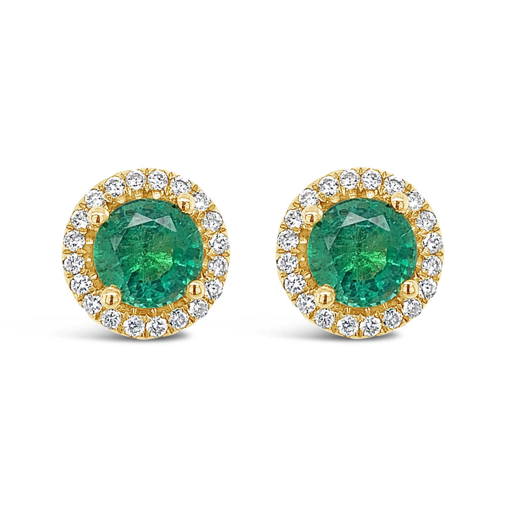 1.58ctw Natural Emerald and 0.28ctw Diamond Earrings on 18K yellow gold 2.8 gm