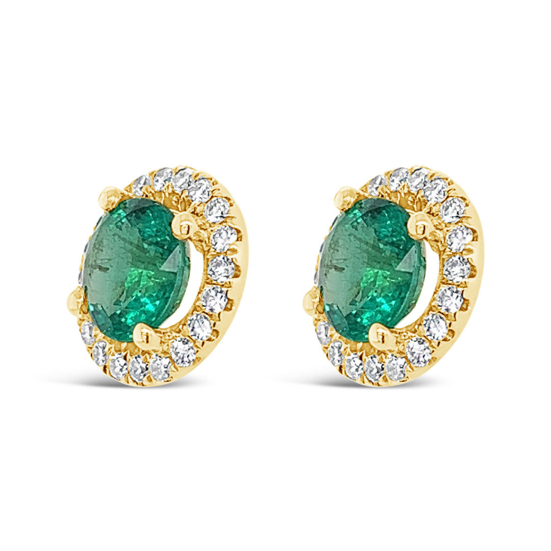 1.58ctw Natural Emerald and 0.28ctw Diamond Earrings on 18K yellow gold 2.8 gm