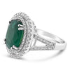 3.42ct Natural Emerald and 0.58ctw Diamond 14K White Gold Ring 5.59 grams