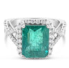 4.37 CT Natural Emerald with 0.76 ctw Diamonds and 18KT White Gold Ring 4.35 gm Incredible
