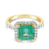 2.49ct Natural Emerald and 0.51ctw Diamond 14K Yellow Gold Ring 3.56 gm