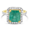 3.04ct Natural Emerald and 0.54ctw Diamon 14K Yellow Gold Ring 4.32 grams