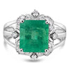 3.38ct Natural Emerald and .36ctw Diamond 14K Yellow Gold Ring 4.1 grams