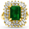 3.52CTS Natural Emerald and 1.67CTTW Diamond Yellow Gold Ring