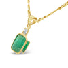 2.50 CT Natural Emerald &amp; Diamond 14k 2 Tone gold  pendant and 14K yellow gold 18 Inch Necklace