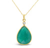 12.00 ct Emerald and Diamond Dangle necklace and 18.3/8 inch chain 14K yellow Gold