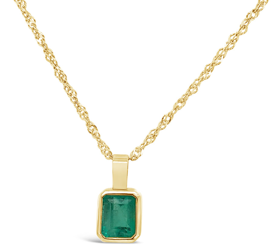 1.80 cts. Genuine Colombian Muzo Emerald Vole Necklace & 18K Yellow Gold