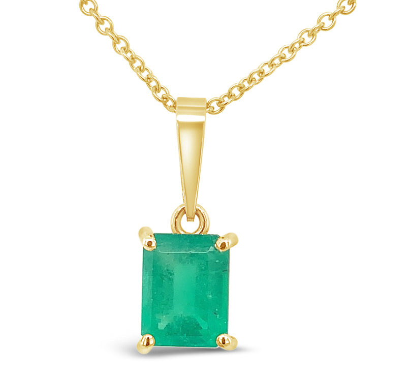 1.40cts. Natural Genuine Muzo, Colombian Emerald - Vole Necklace & 18K Yellow Gold