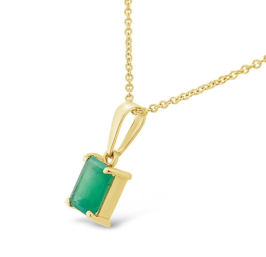 1.40cts. Natural Genuine Muzo, Colombian Emerald - Vole Necklace & 18K Yellow Gold