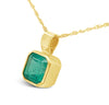 1.70 CTS. GENUINE COLOMBIAN MUZO EMERALD VOLE NECKLACE &amp; 18K YELLOW GOLD