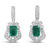 1.73ctw Natural Emerald and 0.65ctw Diamond 18K White Gold Earrings 5.26 gm