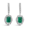 1.91ctw Natural Emerald and 0.45ctw Diamond 18K White Gold Earrings 3.90 gm