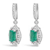 1.91ctw Natural Emerald and 0.45ctw Diamond 18K White Gold Earrings 3.90 gm
