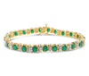 9.52ctw 21 Natural Emeralds and 1.44ctw Diamond 14KT Yellow Gold Bracelet 13.64 gm