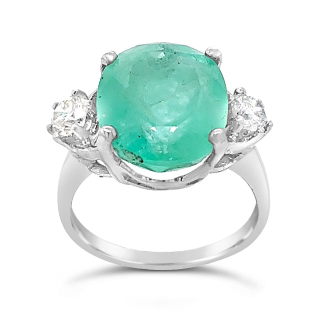8.09ctw Colombian Emerald &amp; .060 ct. Diamonds 14K white Gold Ring